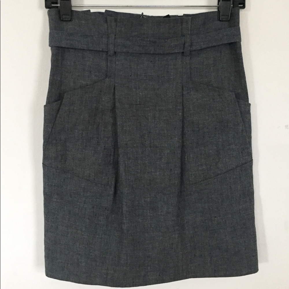 BCBGMaxAzria Grey Linen/Cotton Skirt Size 0